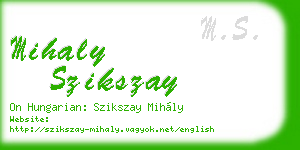 mihaly szikszay business card